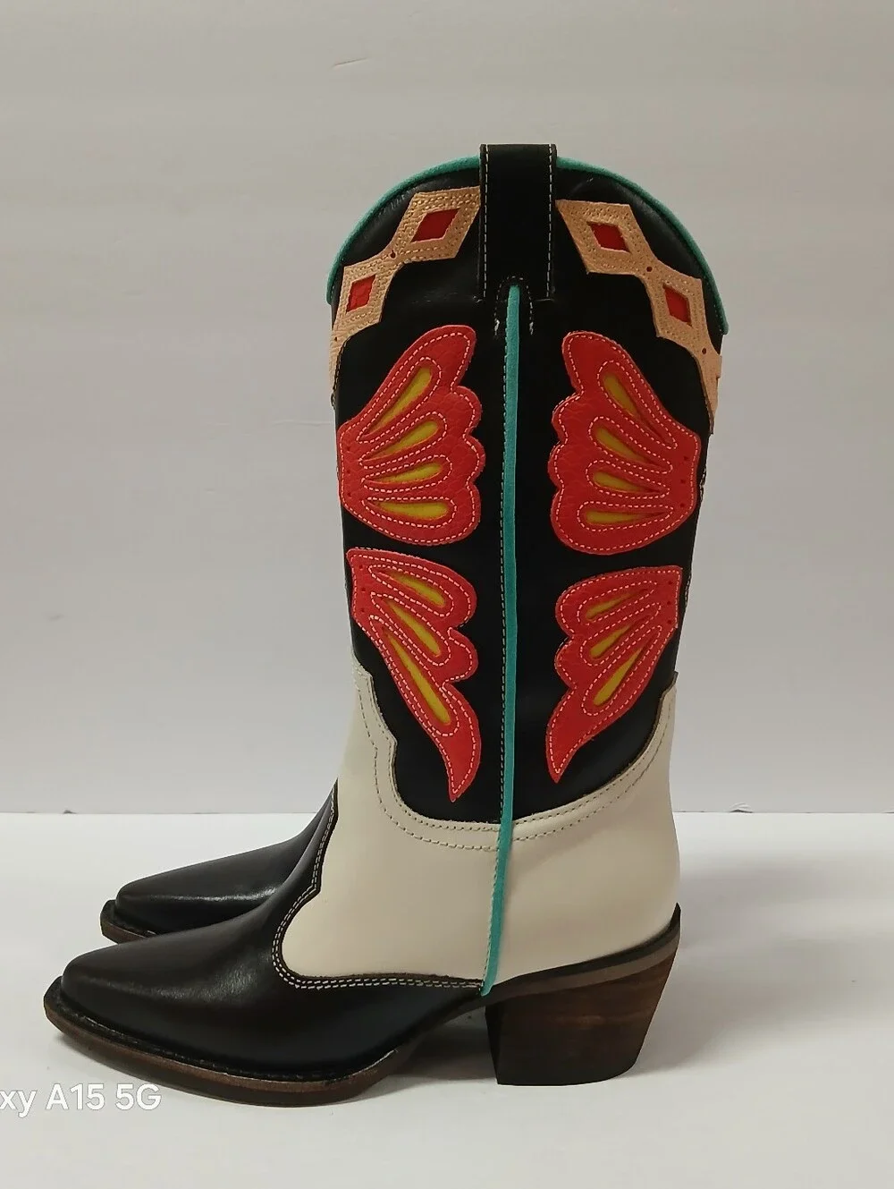 Steve Madden Arroyo Western Cowboy Boots Coral Multi Colorway Womens Size 6M New